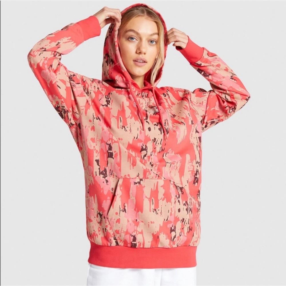 Gymshark Coral Pink Abstract Print Hoodie
